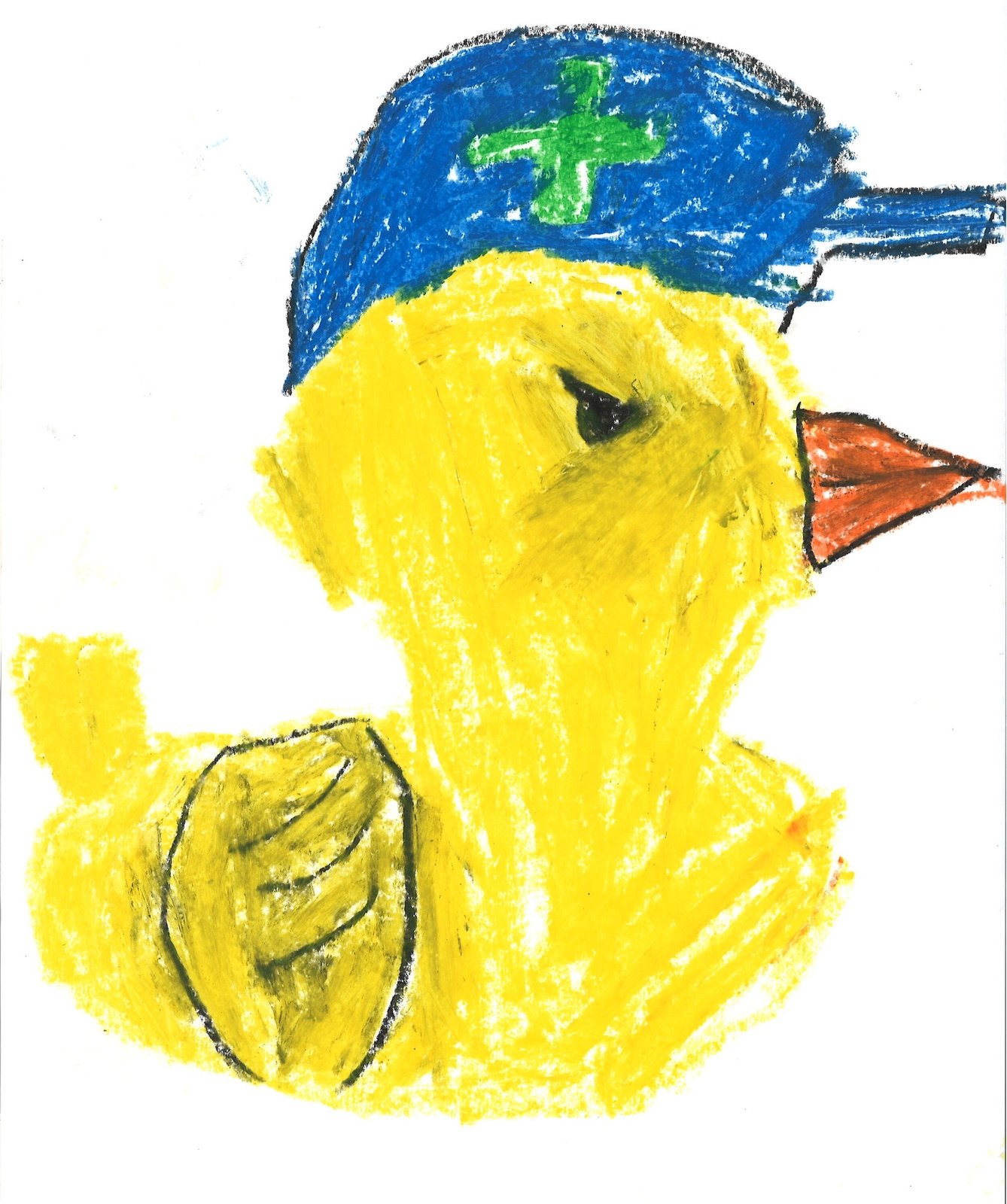 青い帽子をかぶったアヒルの元の絵